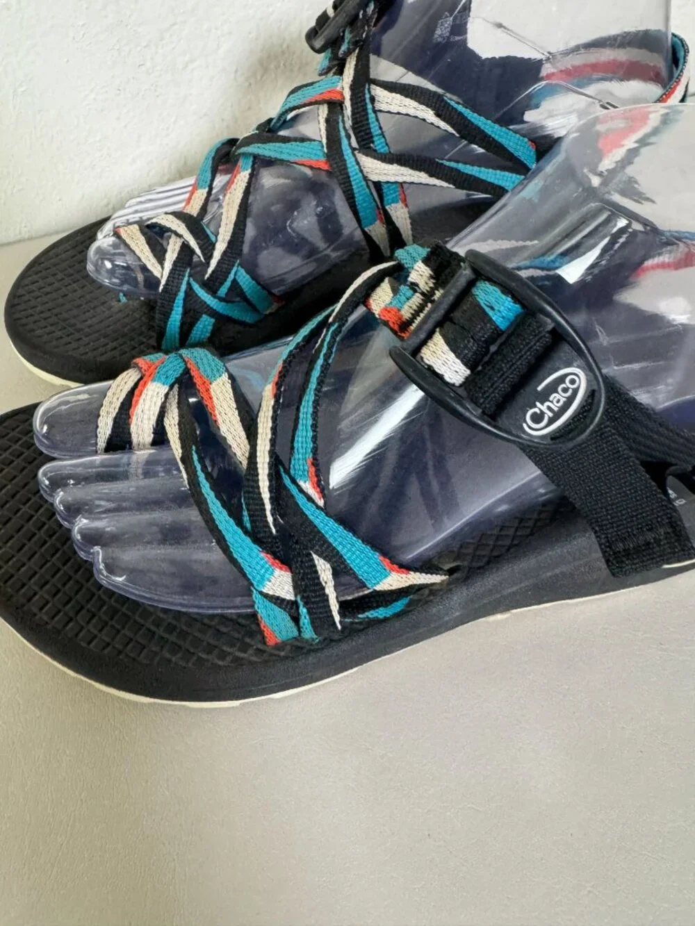 CHAC-OH…  Chaco Women's Strappy Teal Black Multi Sandals